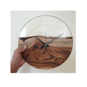 Customizable Gray Wood and <b>Resin</b> Wall Clock Luxury Style High Quality Hanging Decor Art for Sale - Product Image 3