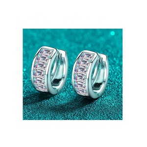 10K 14K 18K Gold Solid 925 Sterling Silver Gold Plated Luxury Vvs Moissanite Diamond Screw Back <b>Hoop</b> <b>Earrings</b> Men Women - Product Image 6