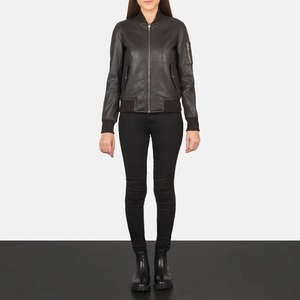 Blouson aviateur en cuir marron véritable, vêtement d'extérieur rembourré en coton, fermeture éclair, respirant, logo personnalisé, mode automne-hiver, créateur - Product Image 2