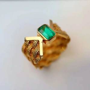 Anillo de moda de oro de 14 quilates para mujer, piedra Esmeralda zambiana Natural para Celebración de fiesta de aniversario de boda, piedra de nacimiento de Mayo IGI - Product Image 6