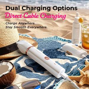 Rasoir électrique rechargeable 2-en-1 étanche IPX7 avec tondeuse bikini en céramique pour l'épilation des poils pubiens, des aisselles, des jambes et des bras des femmes - Product Image 3