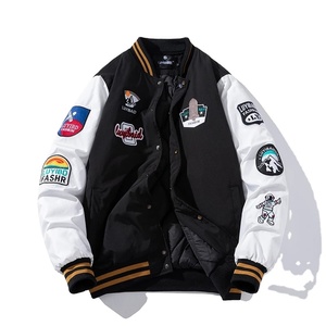 Invierno American Baseball Street Fashion Hip Hop Style Canvas Varsity Jacket Hombres Tallas grandes Plumas Carta Insignias Tallas juveniles - Product Image 1
