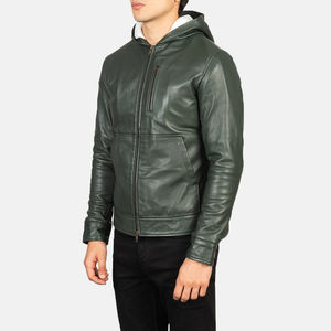 Veste de motard en cuir véritable de haute qualité pour homme, manches longues, hiver, coupe-vent, écologique, logo frontal personnalisable - Product Image 4