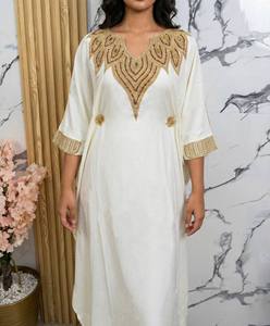 Gandoura africaine en rayonne brodée papillon, Abaya à manches longues, coupe ample, Kaftan pour femme, vêtement de tous les jours pour adultes - Product Image 1