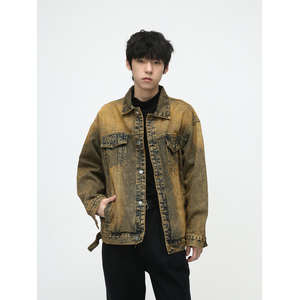 Service OEM - Veste en jean tricotée vintage 100% coton pour homme, hiver, avec logo personnalisé sur le devant - Product Image 1