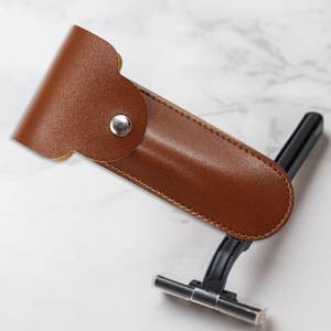 กระเป๋าหนังสำหรับความงามโกนมีดโกน | หนังแท้โกนมีดโกนความปลอดภัยกระเป๋าเดินทาง | มีดโกนกระเป๋ากรณีโลโก้ที่กำหนดเอง - Product Image 5