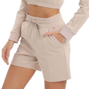 Vêtements de sport d'entraînement Shorts pour femmes Shorts respirants en coton Spandex de haute qualité Taille élastique Shorts à deux poches OEM Respirant - Product Image 5