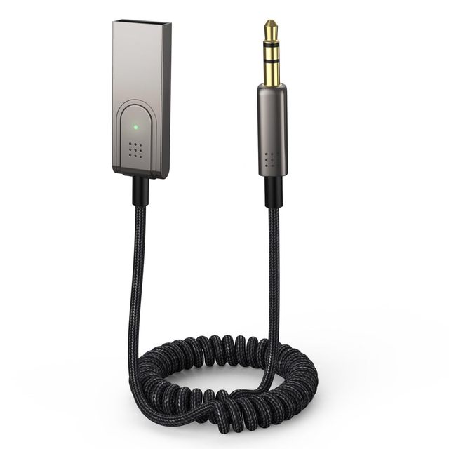 Bluetooth 5.1 AUX Car Adapter USB to 3.5mm Jack Dongle Cable Handfree Car Kit for Car Speakers Home Audio