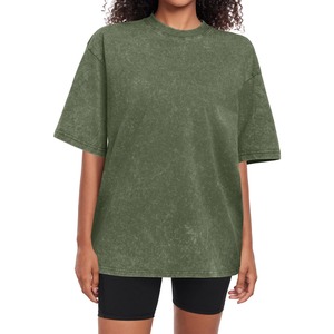 Camiseta Vintage al por Mayor para Mujer, Lavado Ácido, 100% Algodón, Cuello Redondo, Manga Corta, Ecológica, Comprimida, Personalizable - Product Image 2