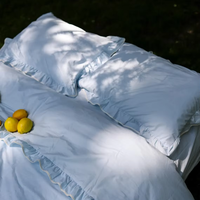 Housse de couette en coton 400TC faite à la main, écologique, avec un design simple à volants, artisanat tissé, couleurs et tailles personnalisées