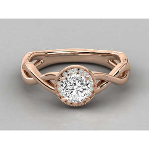 Bague solitaire en or 10 carats avec diamant rond brillant pour femme - Product Image 5