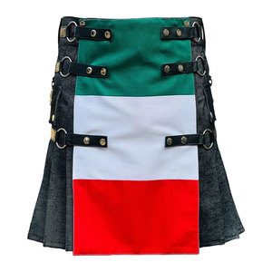 Kilt écossais en denim pour homme, drapeau italien, kilt en denim des Highlands avec sangles en cuir, tailles 28 à 62 - Product Image 3