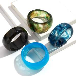 Premium Waterproof Resin Bangle Transparent Light Color Handmade Bohemian Style Custom Colors for Party Holiday Wear Jewelry - Product Image 2