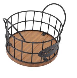 Cesta de almacenamiento de alambre de Metal de estilo americano de tendencia superior con Base de madera en el interior Tamaño personalizado Forma Color Usos en la cocina del hogar - Product Image 1