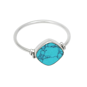 Fabuloso aspecto 925 plata esterlina turquesa Natural piedra preciosa forma de cojín anillo para mujer niñas joyería hecha a mano proveedores a granel - Product Image 1