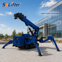 Mini-grue araignée avec flèche télescopique et pieds de support stables pour la construction en espace confiné et le levage d'équipements industriels