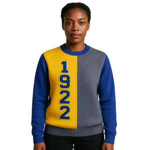 1922 Sigma Gamma Rho blanco 3 tonos suéter de punto Divine Nine Greek Sorority SGRho Chenille bordado pulóver cuello redondo ropa de invierno - Product Image 1
