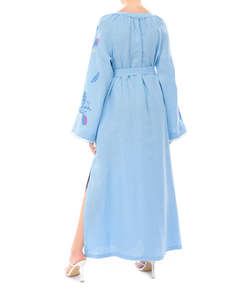 Nuevas mujeres Floral bordado Ucrania mujeres largo Casual tobillo longitud largo Ucrania vestido - Product Image 3