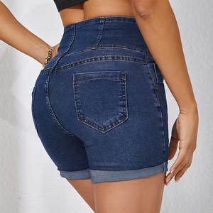 Produit le plus vendu en ligne Shorts en jean pour femmes Matériel personnalisé Fabriqué avec une étiquette privée personnalisée Short en jean pour femmes - Product Image 3