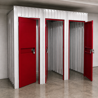 Casier de rangement modulaire pour entrepôt à trois portes battantes, design chinois, en acier, portes rouges à charnières, compartiments verrouillables