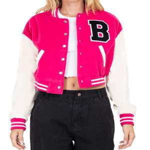 Chaqueta Universitaria Unisex de Invierno, Estilo Vintage, Corta, con Cuello Alto y Logotipo Frontal, en Tela de Lana - Product Image 2