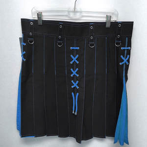 Kilt écossais hybride en denim noir pour homme, style gothique, lacets contrastés bleus, quincaillerie inoxydable 2026 - Product Image 2