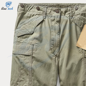 Custom Men's High Elastic Waist Breathable Woven <b>Cargo</b> <b>Shorts</b> Cotton Polyester Blend <b>Lightweight</b> Vintage Style - Product Image 3