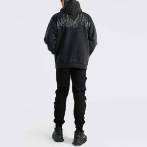 Sudaderas con Capucha Extra Grandes de Felpa de Primera Calidad para Hombre, Diseño con Cremallera, Mezcla de Algodón y Poliéster, Lavado Ácido, Ropa Casual, Tallas Grandes - Product Image 5