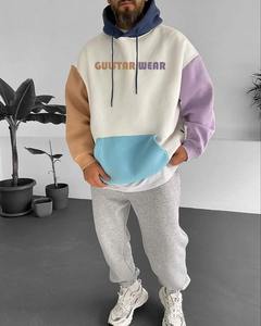 newFashion 2026 Sweat à capuche court ample à épaules tombantes en molleton vierge 100% coton, survêtement oversize pour homme, haute qualité - Product Image 1