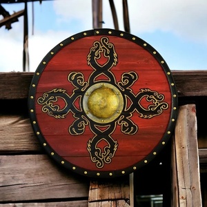 Escudo Vikingo JEXMOO Hecho a Mano de 24 Pulgadas, de Madera y Acero con Alto Contenido de Carbono, Diseño de Copa Central, con Soporte Compatible y Personalizable - Product Image 5