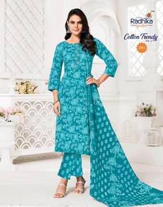 Premium Cotton Print Indian & Pakistani Party Wear Collection Bordado Trabajo Kurti Pant Dupatta Tarifa al por mayor - Product Image 1