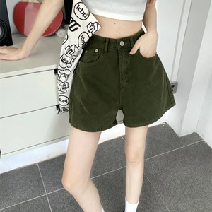 กางเกงยีนส์ขาสั้นสีเขียวย้อนยุคสำหรับผู้หญิงกางเกงขาสั้นเอวสูงสไตล์เกาหลีแบบใหม่สำหรับฤดูร้อน - Product Image 6