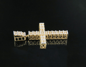 Unisex <b>Silver</b> Moissanite Diamond <b>Cross</b> Pendant Gold Plating Hip Hop Style Religious Iced Out Jewelry - Product Image 2