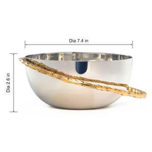 Elegante tazón de metal para servir con anillo pulido de latón Elegante funcional para la presentación de fiestas de frutas Aperitivos de frutas secas Más - Product Image 5