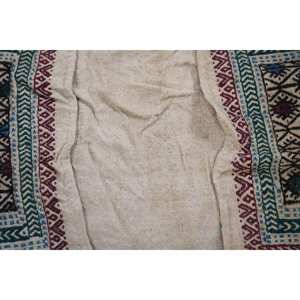 Alfombra Turca Vintage de Lana 1.4x3.5 pies (43x106 cm) Kilim Patchwork Ecológica Verde Roja con Plantas y Árboles con Base de Látex - Product Image 5