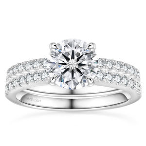 Bague de fiançailles pour femme en argent sterling S925 plaqué or blanc 14 carats, avec 5 pierres de moissanite de 0,5 ct et 0,3 ct, de qualité VVS1, créées en laboratoire, certifiées GRA - Product Image 4