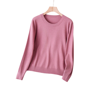 Pull en tricot à col rond pour femme, polyester/nylon, séchage rapide, manches longues, poignets côtelés, pull décontracté, coupe régulière, chaud pour l'hiver - Product Image 1