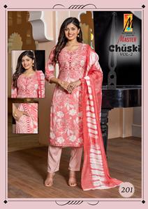 Capsule lourde de travail de broderie de concepteur indien imprimé haut bas avec l'exportation de Chanderi Dupatta par Maruti Fashion - Product Image 2