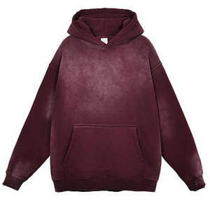 Premium Quality Blank Acid Wash Vintage Distressed Heavyweight 400gsm Fleece Fashion Knitted Manufacturer Hoodie <b>for</b> Men - Product Image 1