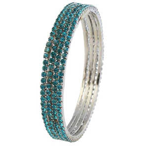 Kriaa Fashion Jewelry <b>Sets</b> Silver Plated Blue Stone 4-<b>Bangle</b> Assortment - Product Image 1