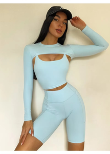 Venta al por mayor de ropa deportiva para yoga logotipo personalizado entrenamiento Fitness deporte conjuntos para mujeres Nylon Spandex sin costuras 2 uds Yoga conjunto para mujeres - Product Image 5