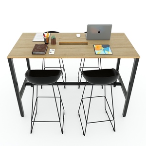 Industrial Design 160x80x105cm Standing Conference <b>Table</b> Plywood Wood with Iron Legs Assembly Required-STD68039 - Product Image 4
