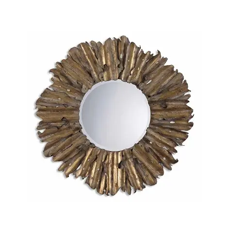 Decorative Sun Mirror Reflections Antique Brass color Sunburst Wall Mounted Mirror Design Modern Luxury Furniture