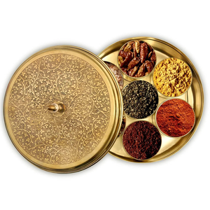 Boîte Masala en laiton de haute qualité pour boîte de rangement d'épices 9 pièces de qualité alimentaire de qualité supérieure meilleurs cadeaux utilisés - Product Image 1