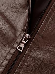 Blouson en cuir léger décontracté pour homme, style motard vintage, motif lettres, en toile, pour l'hiver - Product Image 4