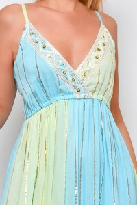 Summer Hot Collection V Neck Long Lurex Tie Dye Maxi Dress Pour Femmes Party And Resort Wear Beach High Fashion Long Girls Dress - Product Image 6