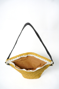 Sac à bandoulière pour femme, style bohème vintage, crochet léger, écologique, couleur jaune unie, ouverture supérieure, portable, pour un usage quotidien estival - Product Image 4