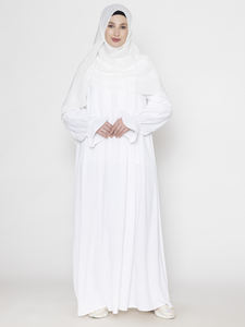 Nouvelle Collection : Robes Islamiques pour Femmes, Abaya Blanche Style Ethnique, Hijab Uni en Polyester, Manches Longues, Style Turc, Meilleur Prix - Product Image 5