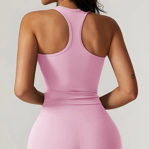 Active Wear Women Active <b>Tops</b> Summer <b>Sleeveless</b> Women's Tank Yoga Vest Running Slim Vest Seamless Yoga <b>Short</b> Workout Fitness <b>Top</b> - Product Image 2