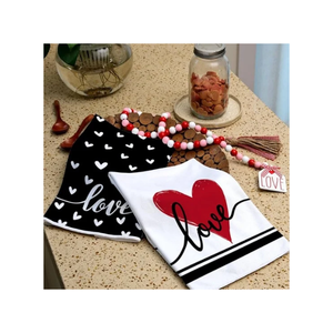 Love You More Printed Cotton Kitchen <b>Towel</b> Plaid Trim Rectangle Embroidered Multipurpose Cleaning Cloth Quick Drying Highly - Product Image 6